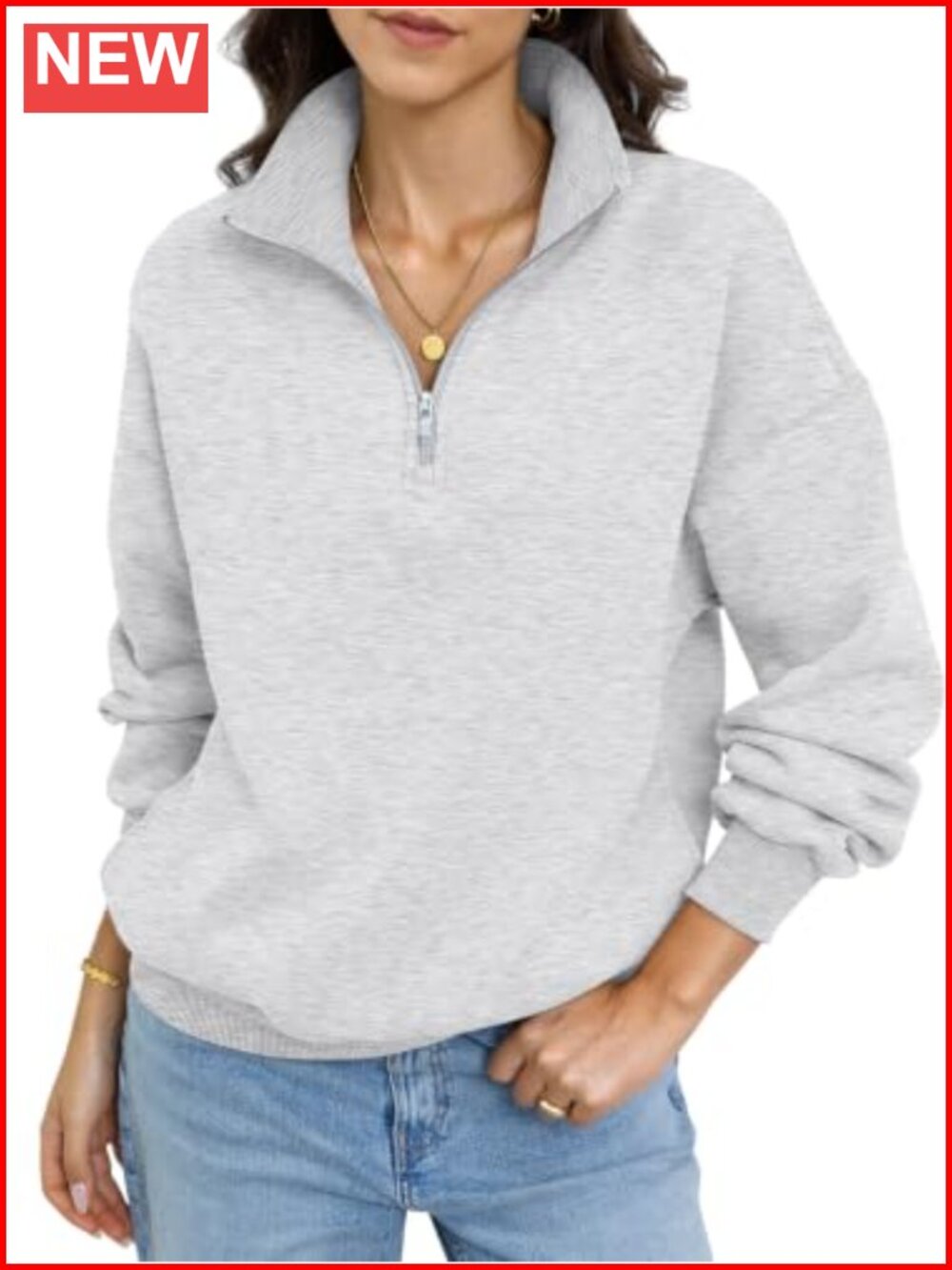 Fleece Quarter Zip Oversized Sweatshirt Pullover with Pockets
